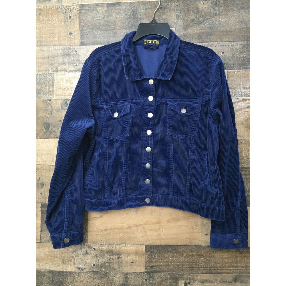 Women's Corduroy Jacket Vintage 70's Style Size XL Blue Y2K Boho Chic Classic